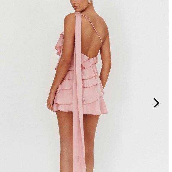Selfie Leslie Ruffle One Shoulder Mini Dress - Pink - Picture 3 of 6